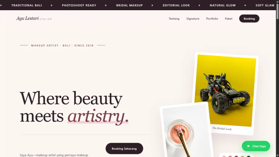 GlowStudio makeup artist website preview