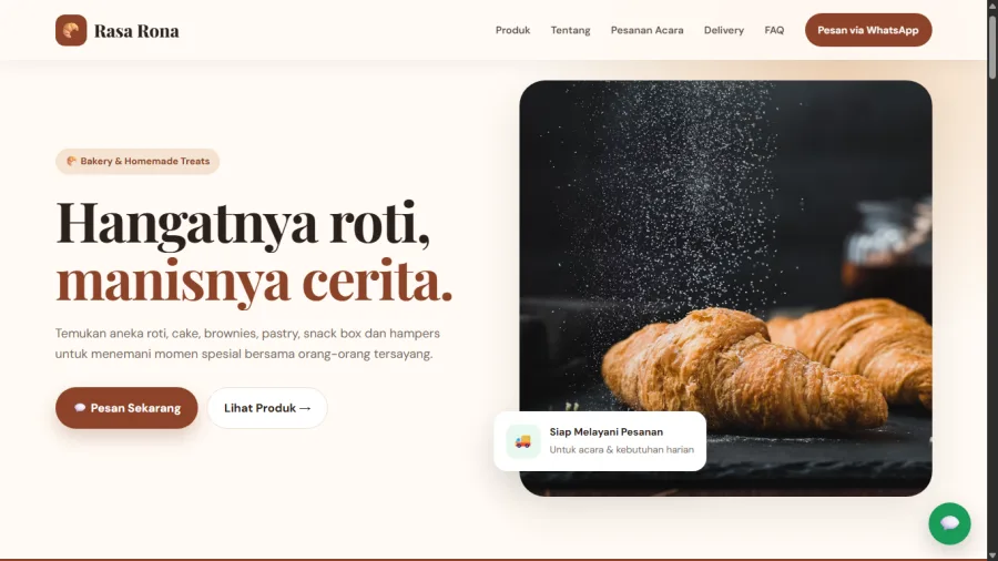 TokoRoti bakery website preview