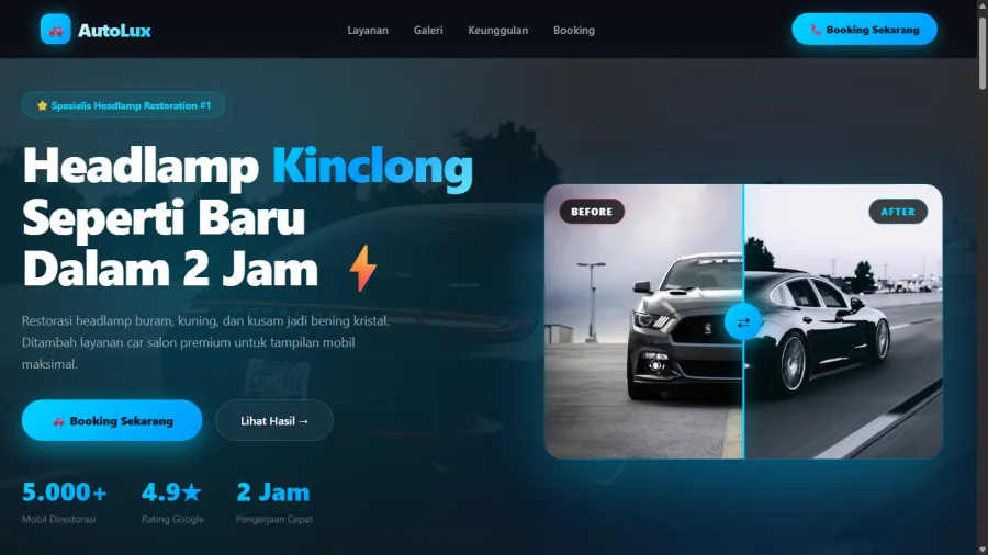 AutoShine car detailing website preview