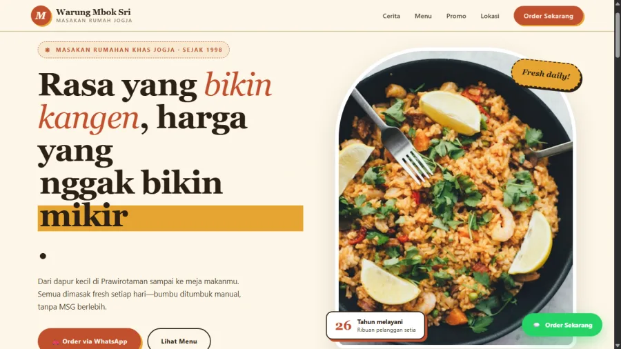 WarungKita food stall website preview